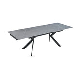 Xenia Light Grey Sintered Stone Ceramic Top Dining Table with Black Legs